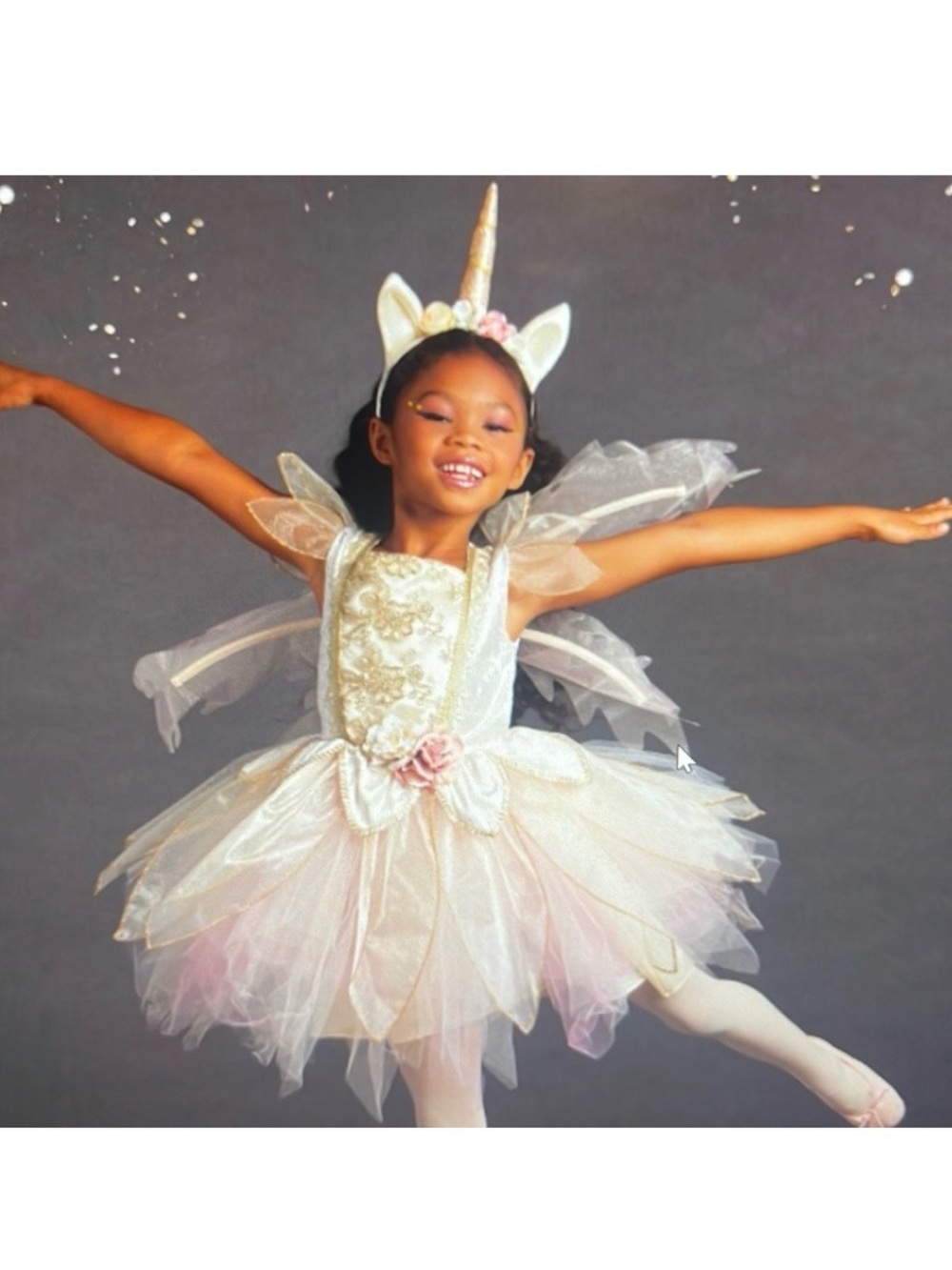 Fairy Dust Unicorn Halloween Costume Fairy Princess Dress Wings Sz S 5-6 NWT